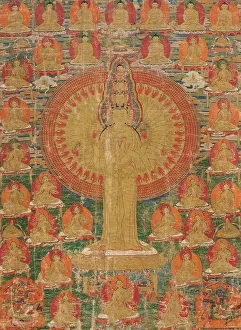 Thanka Prints: Thangka of the thousand-armed Avalokitesvara, 18th century. Creator: Tibetan culture