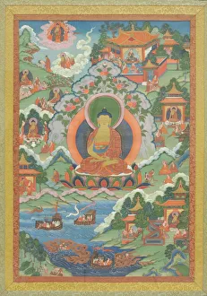 Thanka Collection: Thanka with Buddha, 19th century. Creator: Unknown