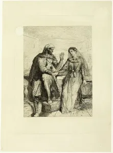 Théodore Chassériau Prints: She Thank'd Me, plate two from Othello, 1844. Creator: Theodore Chasseriau