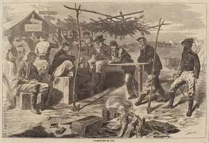 Encampment Gallery: Thanksgiving in Camp, published 1862. Creator: Winslow Homer