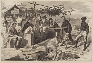 Thanksgiving in Camp, published 1862. Creator: Winslow Homer