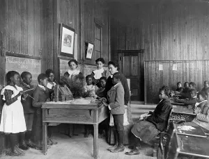 Classroom Prints: Thanksgiving Day lesson at Whittier, 1899 or 1900. Creator: Frances Benjamin Johnston