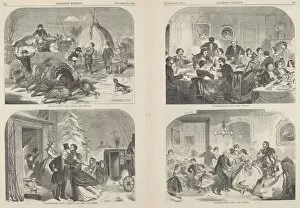 Custom Collection: Thanksgiving Day - Ways and Means [upper left], published 1858. Creator: Winslow Homer