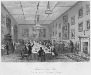 John Henry Prints: Thatched House Club. Dinner of the Dilettanti Society, c1841. Artist: John Henry Le Keux