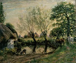 Atmosphere Prints: The Back of the Farm - Evening, 1900-1923. Creator: Mark Fisher
