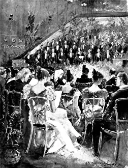 H C Seppings Wright Prints: 'The March of the Men of Harlech'- the Welsh Choir singing before the Queen at Windsor Castle