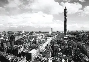 Landscapes Prints: '	The Post Office Tower during construction