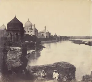 Khurram Prints: [The Taj Mahal from the Banks of the Yamuna River], 1858-62. Creator: John Murray