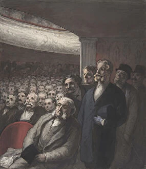 Auditorium Gallery: A Theater Audience, 19th century. Creator: Honore Daumier