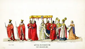 Theatre costume designs for Shakespeares play, Henry VIII, 19th century