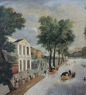 Rotunda Prints: Theatre des Varietes and panorama of rotundas on boulevard Montmartre
