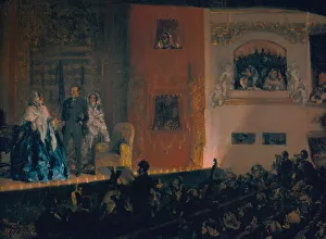 Menzel Prints: Theatre du Gymnase in Paris, 1856. Artist: Menzel, Adolph Friedrich, von (1815-1905)