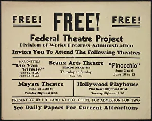 Free Prints: Theatre poster, Los Angeles, Los Angeles, [193-]. Creator: Unknown