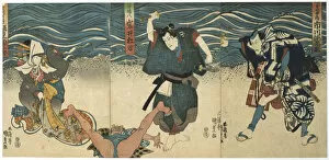 Attacker Gallery: Theatre Scene, 1844. Artist: Utagawa Kunisada