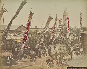 Banners Prints: Theatre Street, Tokyo, 1890s. Creator: Adolfo Farsari
