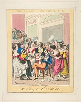 Mclean Thomas Collection: Theatrical Pleasures, Plate 5: Feasting in the Saloon, ca. 1835. Creator: Theodore Lane