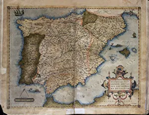 Theatrum Orbis Terrarum by Abraham Ortelius, Antwerp, 1574. Map of the Iberian Peninsula
