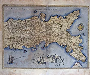 Theatrum Orbis Terrarum by Abraham Ortelius, Antwerp, 1574, map of the Kingdom of Naples