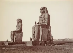 Henri Bechard Prints: Thebes, The Colossi of Memnon, 1870s. Creator: Henri Bechard (French)