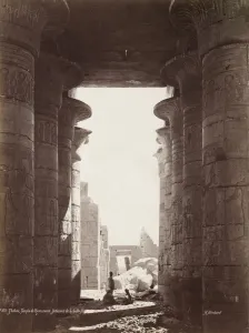 Henri Bechard Prints: Thebes, Temple of the Ramesseum, Interior of the Hypostyle Hall, 1870s