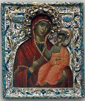 Tempera On Wood Prints: The Theotokos of Tikhvin, End of 17th century. Artist: Russian icon