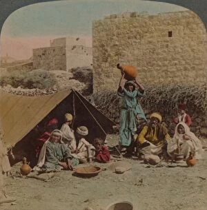Elmer Underwood Collection: Theres no place like home! - dwelling and shop of a Gypsy Blacksmith, Syria, 1900