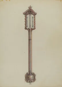 Wall Mounted Prints: Thermometer, c. 1936. Creator: Franklin C. Moyan