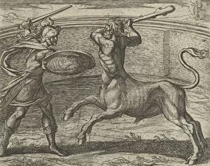Mythical Beasts Gallery: Theseus and the Minotaur (Minotaurum Theseus vincit), from The Metamorphos