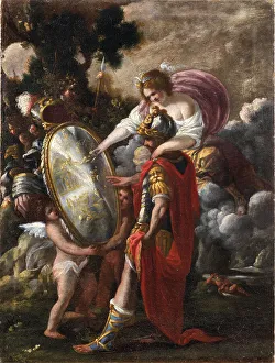 Roman School Prints: Thetis hands the shield to Achilles. Creator: Passeri, Giuseppe (1654-1714)