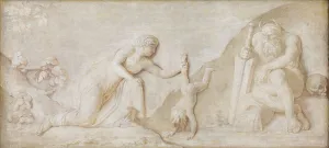 Nymph Prints: Thetis Immersing her Infant Son Achilles in the River Styx to Make him Invulnerable