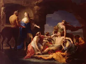 Reclining Prints: Thetis takes Achilles from the Centaur Chiron, 1770. Creator: Pompeo Batoni