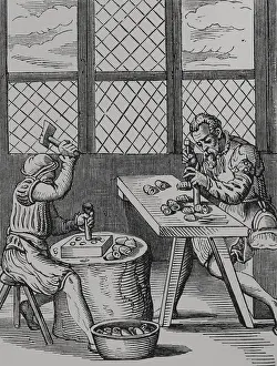 Thimble Prints: Thimble maker, 16th century, (1878). Creator: Unknown