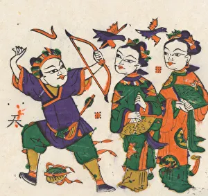 One hundred thirty-five woodblock prints including New Years pictures (nianh