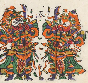 One hundred thirty-five woodblock prints including New Years pictures (nianh