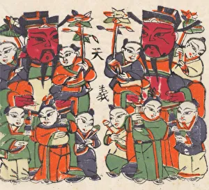 One hundred thirty-five woodblock prints including New Years pictures (nianh