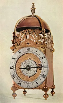 Clock Face Prints: Thirty-Hour Striking and Alarum Brass Lantern Clock, 1947. Creator: Unknown