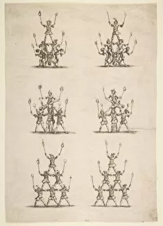 Thirty-six Acrobats in Six Groups, 1652. Creator: Stefano della Bella