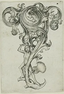 Thistle Prints: Thistle Ornament With Wild Man, 1450/67. Creator: Master ES