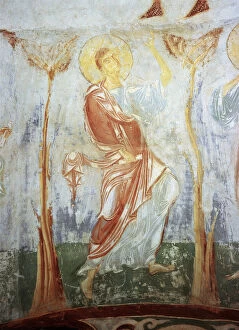 Thomas the Apostle. Fresco of the St. Georges Church, Staraya Ladoga, 12th century
