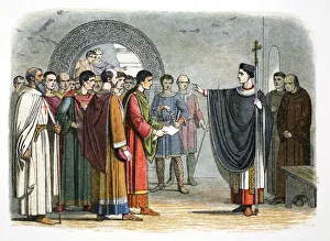 James William Edmund Prints: Thomas a Becket forbids the Earl of Leicester to pass sentence on him, 1162 (1864)