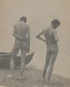 Wallace Prints: Thomas Eakins and John Laurie Wallace on a Beach, ca. 1883. Creator: Thomas Eakins