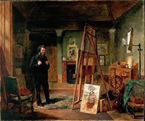 Pots Prints: Thomas Faed at his Easel in his Studio, c1863. Creator: John Ballantyne