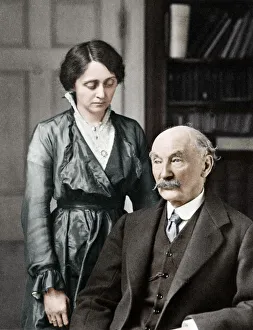 Thomas Hardy, English poet, novelist and dramatist with his second wife, Florence, 1912-1928