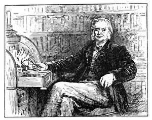 Thomas Henry Huxley, British biologist, at his desk, c1880