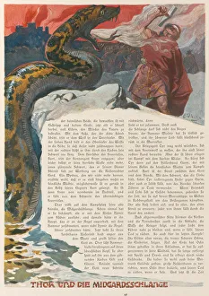Varangians Prints: Thor and the Midgard Serpent. From Valhalla: Gods of the Teutons, c. 1905