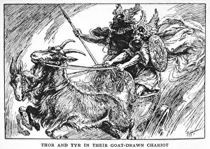 Charioteer Gallery: Thor and Tyr in their Goat-Drawn Chariot, 1925