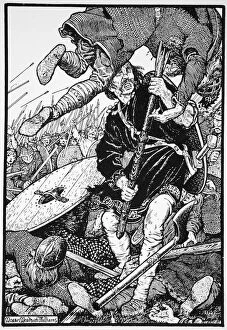 Norse Gallery: Thorolf slays Earl Hring at Brunanburgh, 1913. Artist: Morris Meredith Williams