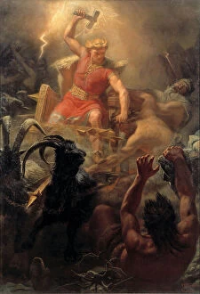 Images Dated 3rd April 2014: Thors Fight with the Giants. Artist: Winge, Marten Eskil (1825-1896)