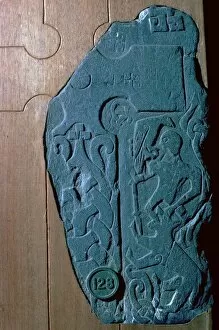 Raven Gallery: Thorwalds Cross-slab, a Viking cross slab showing Ragnarok, 10th century