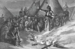 Addressing Prints: The Threatened Rising of American Indians; Sitting Bull Addressing a Meeting of Braves